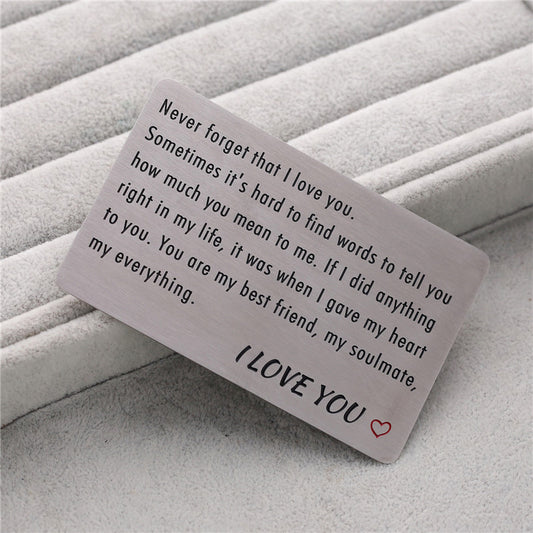 Lettering Valentine'S Day Gift Titanium Steel Card