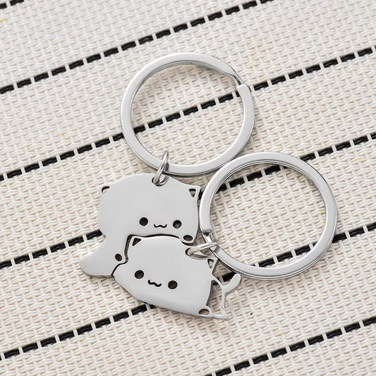 Couple Gift Keychain Cute Gift for Girlfriend Boyfriend Him Her Cat Lover Husband Wife Fiancée Cat Matching Gift