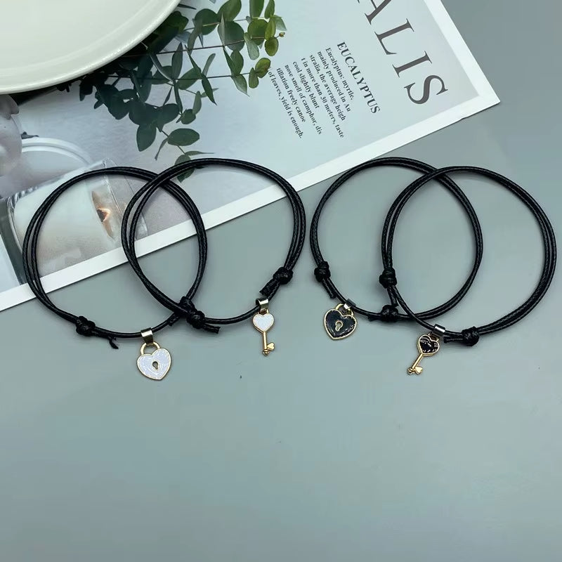 Couple Bracelet Fashion Women Men Adjustable Rope Bracelets 2 PCS Black Hand Jewelry for Friend Wholesale