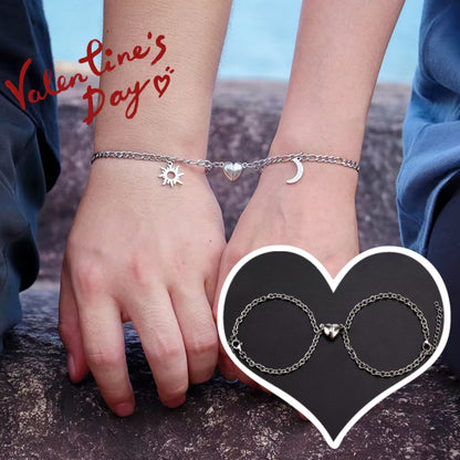 2Pcs Sun Moon Charm Magnet Attraction Stainless Steel Bracelets for Couples Men Women Jewelry Wholesale Valentine'S Day Gifts