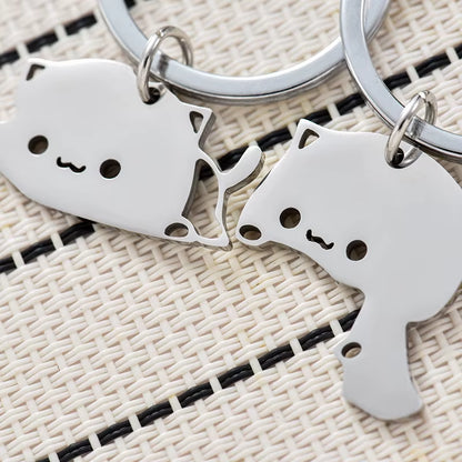 Couple Gift Keychain Cute Gift for Girlfriend Boyfriend Him Her Cat Lover Husband Wife Fiancée Cat Matching Gift